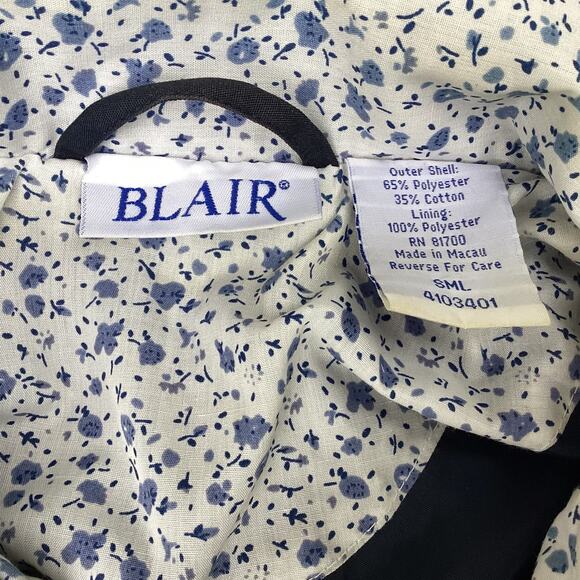 Cute Hooded Rain Jacket Parka Blue Cottage Style Floral Full Zip Women's Small - Picture 3 of 9